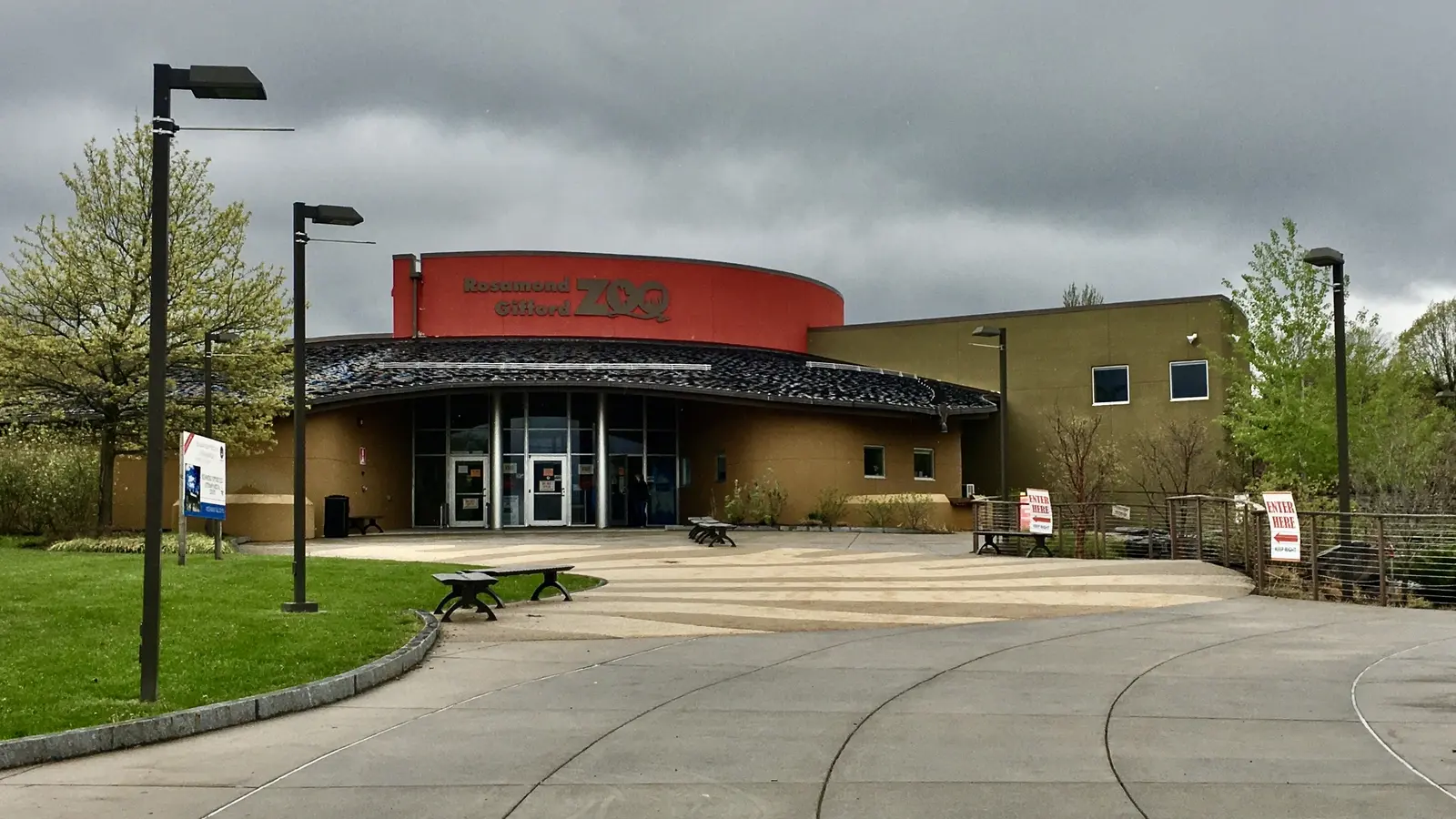Main entrance pavilion at Rosamond Gifford Zoo in Syracuse, New York